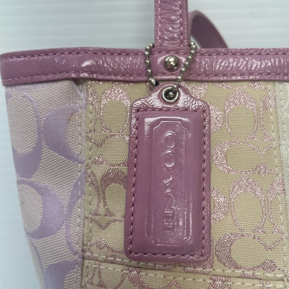 Coach Lavender and Cream Signature Patchwork Small Tote - Picture 9 of 10